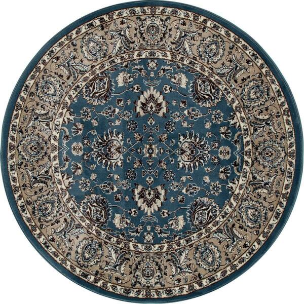 Art Carpet 8 Ft. Arabella Collection Accustomed Woven Round Area Rug, Medium Blue 841864101320